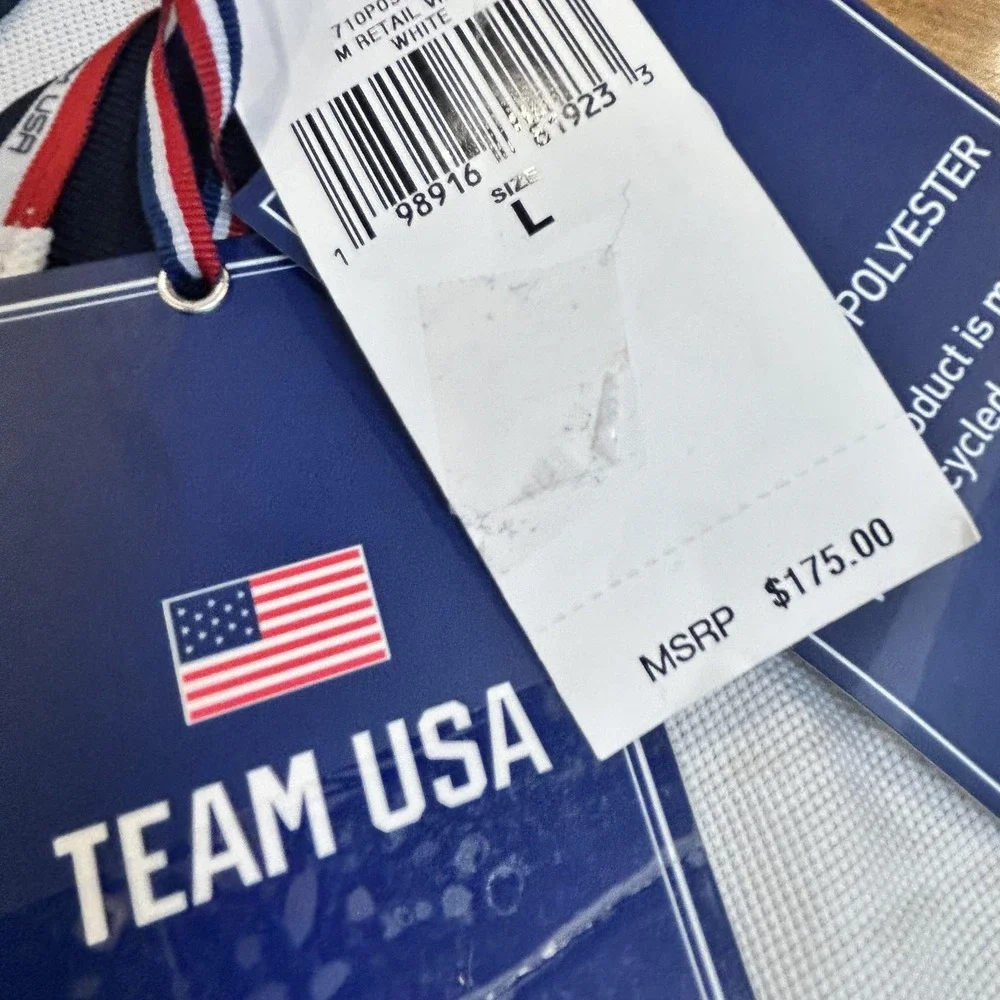 Team USA Shirt Mens Large White Olympic Polo Ralph Lauren Long Sleeve Classic